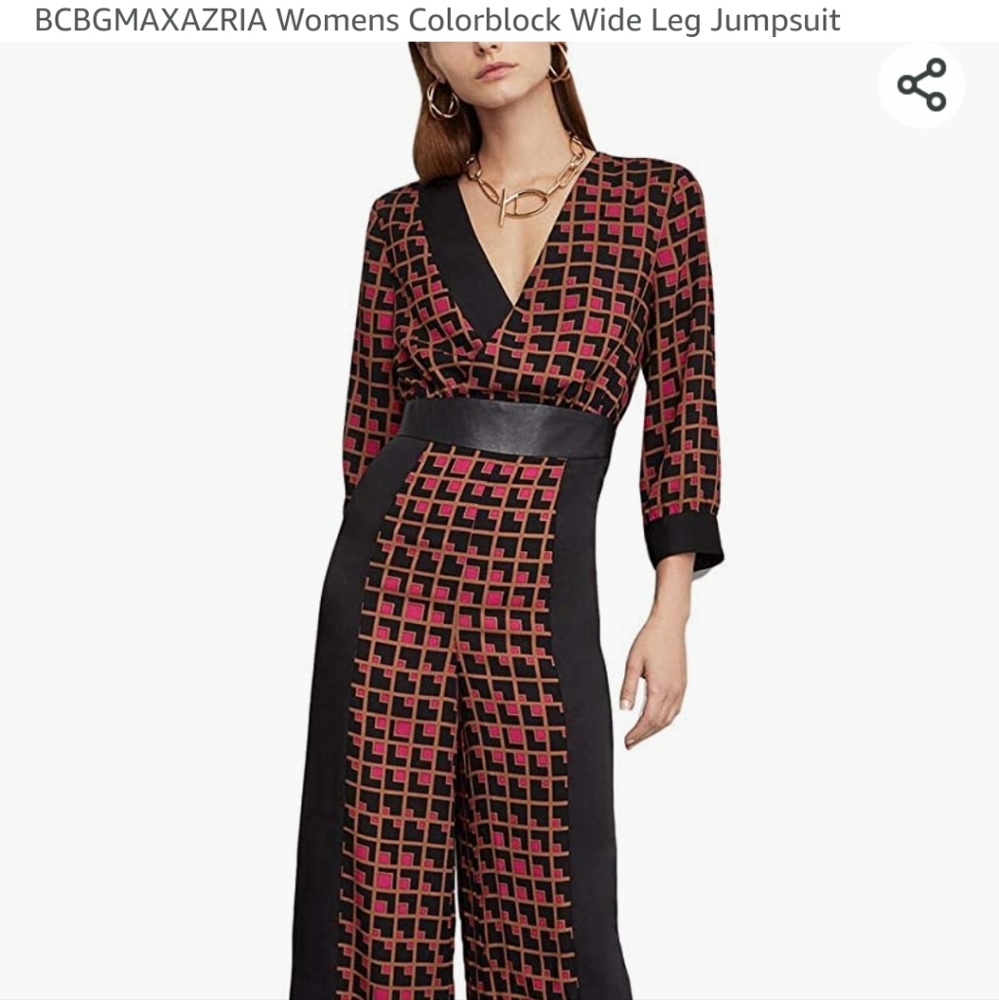 Bcbgmaxazria Geometric Wide- legged jumpsuit
